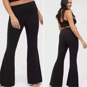 OFFLINE by Aerie OG Super Flare Leggings Foldover Hi-Rise Black Small S NWT